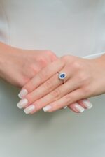 Gümüş ve Beyaz Altın Kaplama Lacivert Safir Gerçek Doğal İnci Set – ST035 - Görsel 5