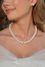 İnci Set – ST0102 13 MM Doğal Gerçek İnci Kolye, Bileklik ve Küpe Üçlü Set