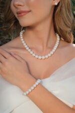 İnci Set – ST0102 13 MM Doğal Gerçek İnci Kolye, Bileklik ve Küpe Üçlü Set - Görsel 2
