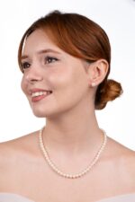 İnci Set – ST0103 8 MM Doğal Gerçek İnci Kolye, Bileklik ve Küpe Üçlü Set