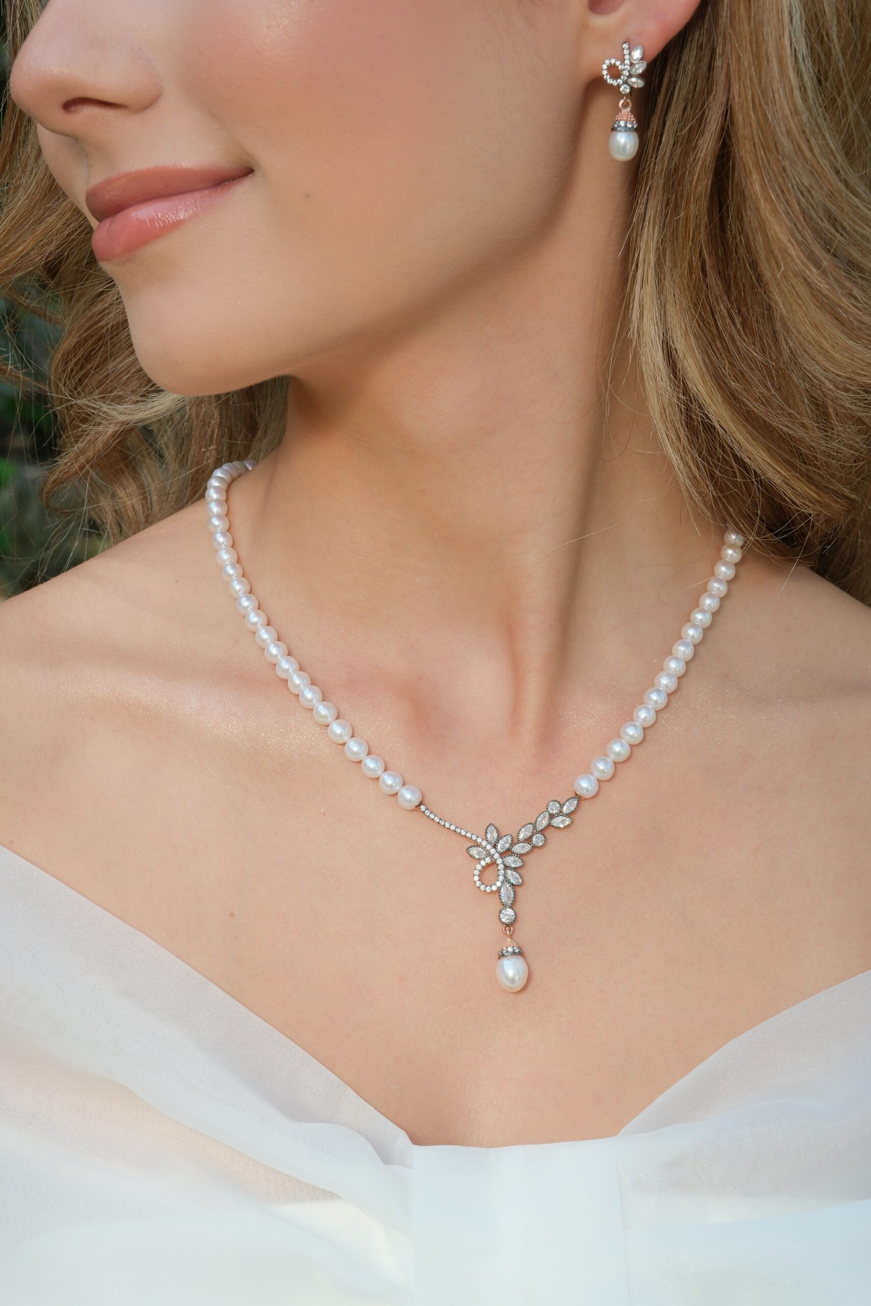DSCF0005 Gümüş ve Rose Altın Kaplama Gerçek Doğal İnci Set – ST0116 - Görsel 1
