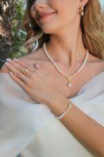 Gümüş ve Altın Kaplama Gerçek Doğal İnci Set – ST094 - Görsel 4