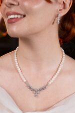Gümüş ve Beyaz Altın Kaplama Gerçek Doğal İnci Set – ST049