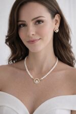 Gümüş Altın Kaplama Gerçek Doğal İnci Set – ST046