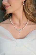 Gümüş ve Beyaz Altın Kaplama Gerçek Doğal İnci Set – ST070