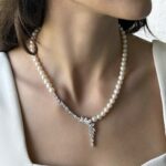 Gümüş ve Beyaz Altın Kaplama Gerçek Doğal İnci Set – ST0198
