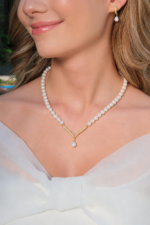 Gümüş Altın Kaplama Gerçek Doğal İnci Set – ST065
