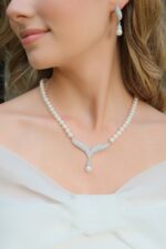 Gümüş ve Beyaz Altın Kaplama Gerçek Doğal İnci Set – ST040