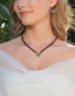 Siyah İncili Elmas Görünümlü Gümüş Gerçek Doğal İnci Set – ST004 - Görsel 6