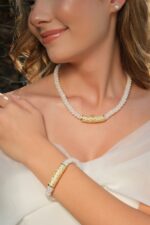 Sarmaşık Gümüş Boru Kilitli Gerçek Doğal İnci Set – ST037 - Görsel 6